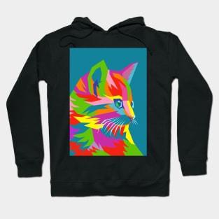 Cute Cat Pop Art blue bg Hoodie